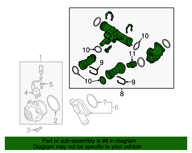 20152016 Audi A3 Thermostat Housing 04L121026AH Audi USA Parts