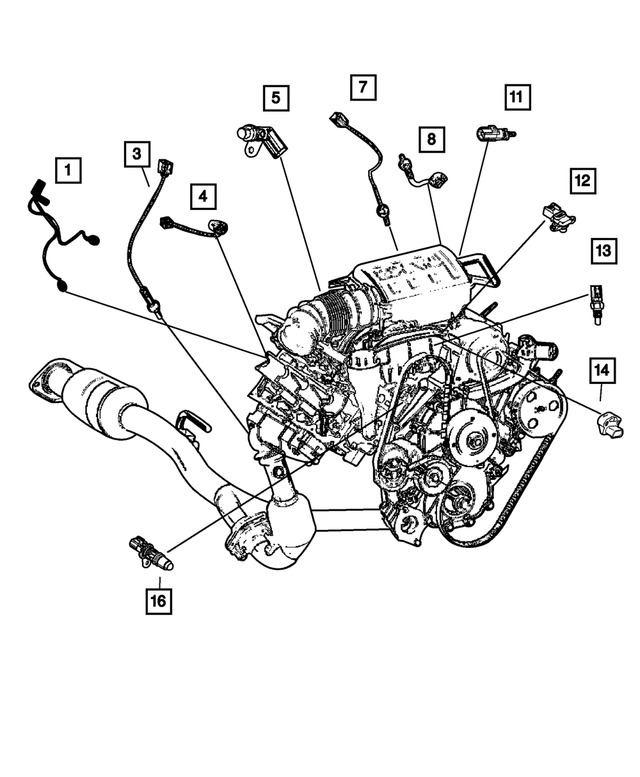 20022003 Jeep Liberty Oxygen Sensor, Left 56041952AA Mopar Factory Parts