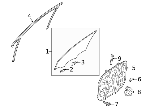 Glass - Front Door for 2020 Hyundai Palisade #0