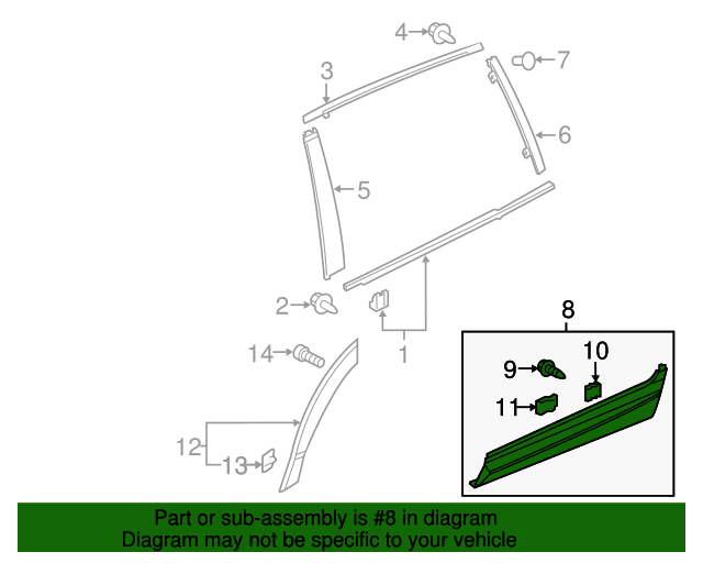 Genuine OEM 20162020 Honda Garnish Assembly, L Rear Door (Lower) 75333
