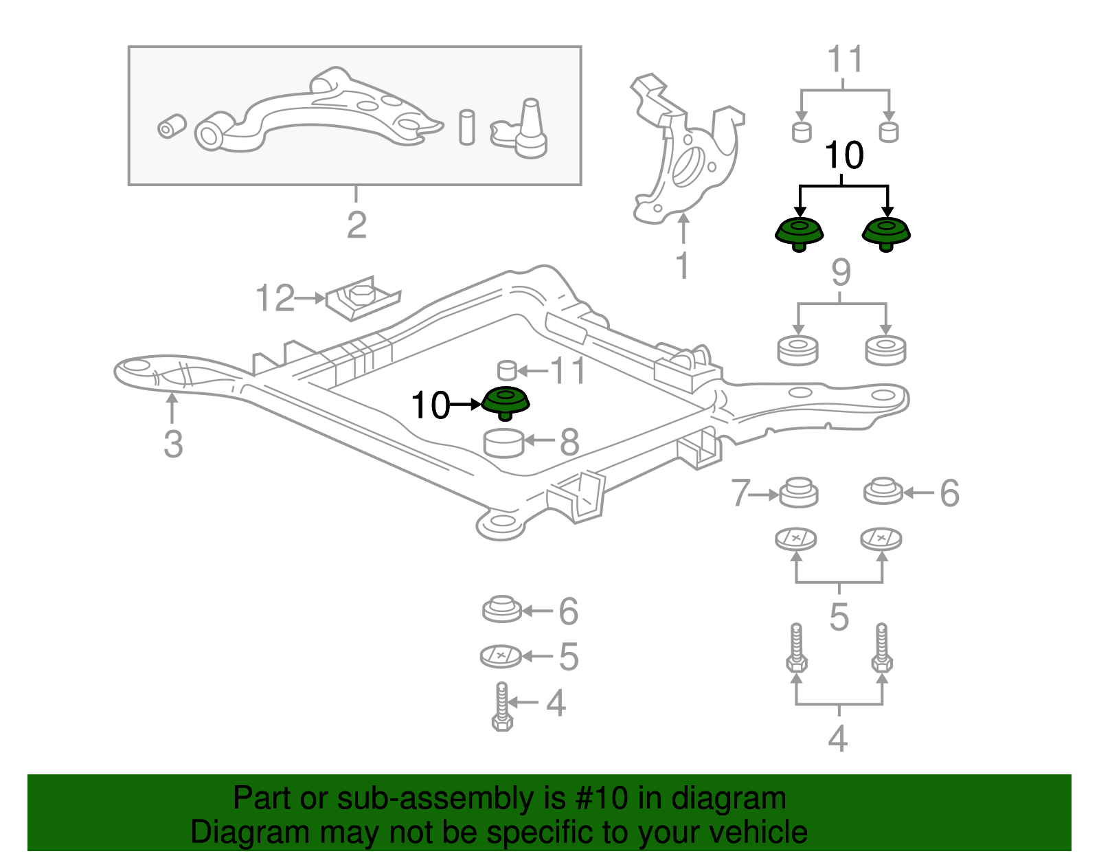 Drivetrain and Front Suspension Frame Insulator Spacer - GM (25654083)