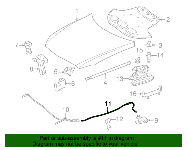 212-880-04-59-65 - Hood Cable Mercedes-Benz USA Parts