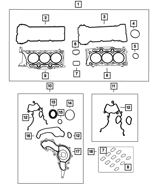 Genuine Chrysler 68216121AA Engine Gasket Kit Genuine Chrysler 68216121AA Engine Gasket Kit