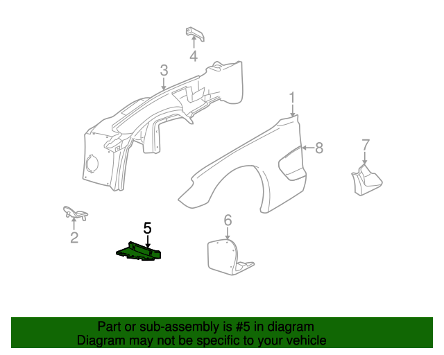 19972004 Chevrolet Corvette Driver Side Front End Lower Outer Panel 10333647 GM Flow