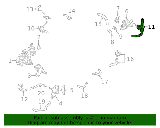20202023 Toyota Engine Coolant Bypass Pipe 16207F0120 Toyota Parts