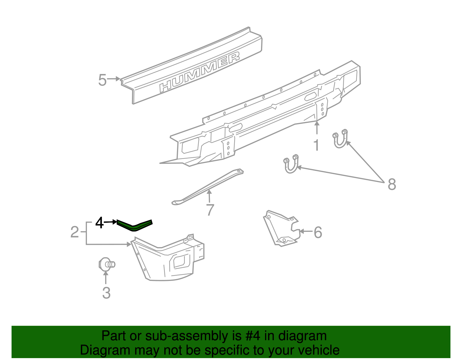 Passenger Side Rear Bumper Impact Bar Molding - GM (12335676)