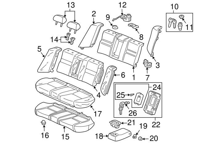 Rear Honda Genuine 82131-SDC-A01ZB Seat Cushion Trim Cover