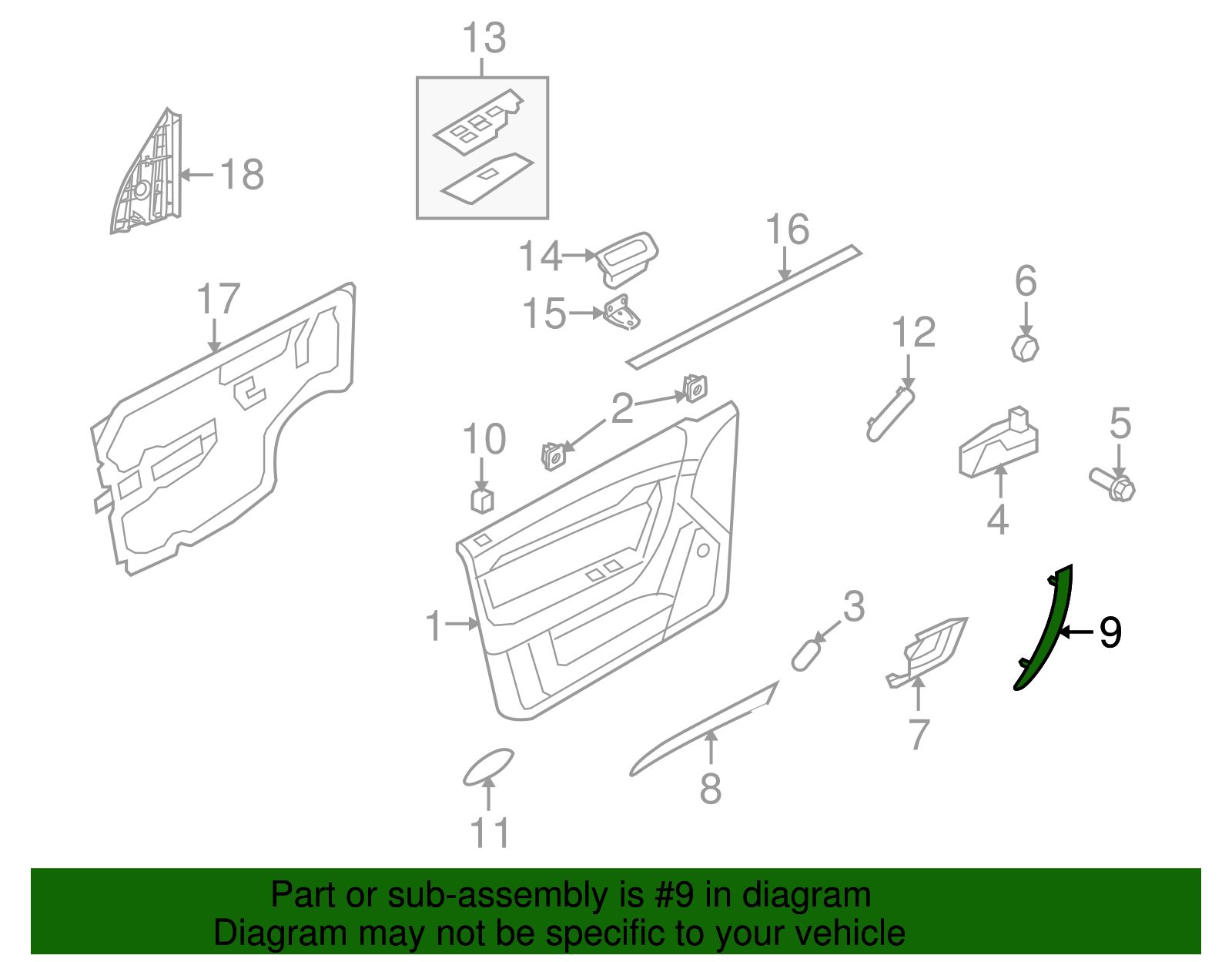 Passenger Side Front Door Pull Handle Cover - GM (96862596)
