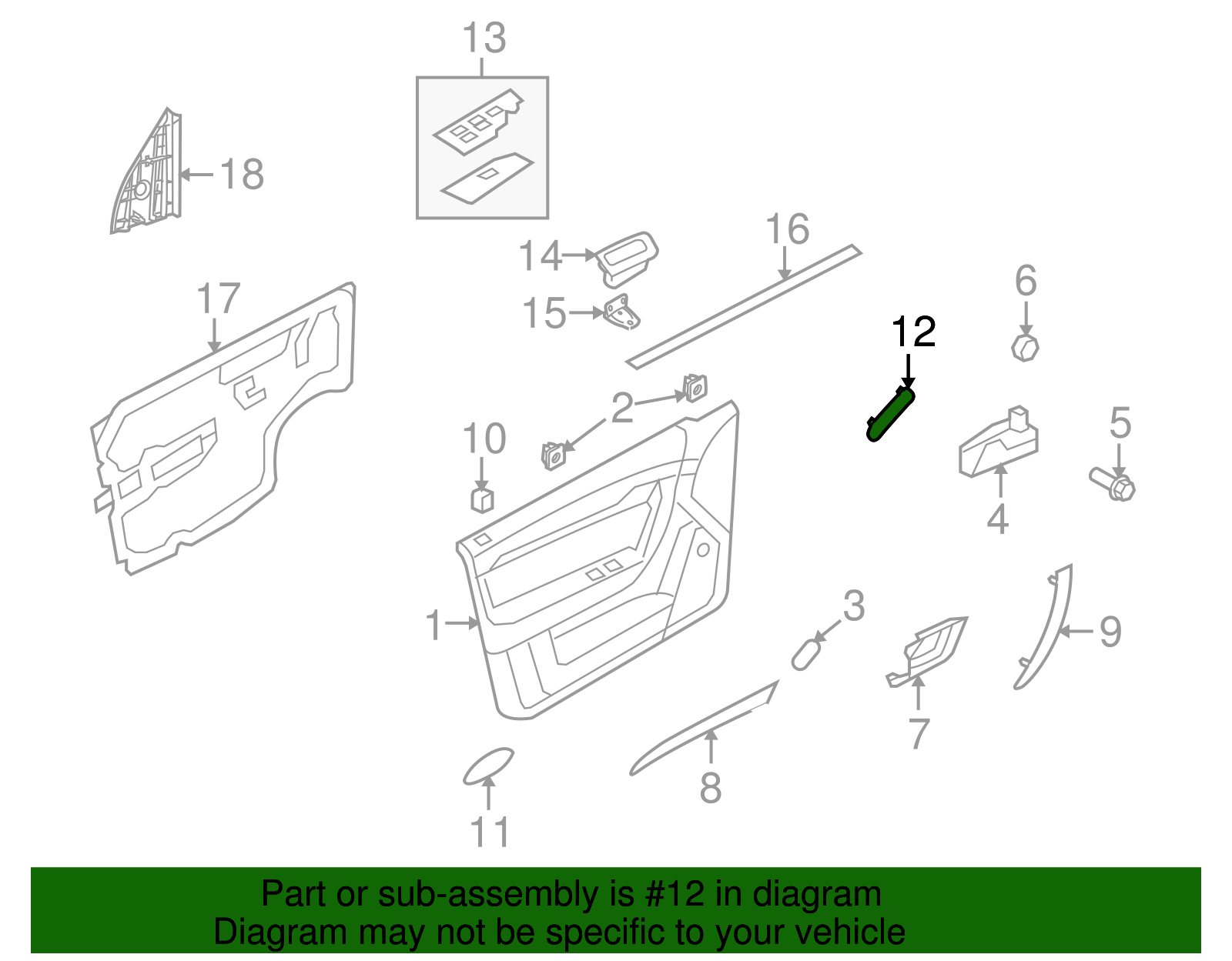 Charcoal Passenger Side Front Door Trim Panel Cover - GM (96862351)