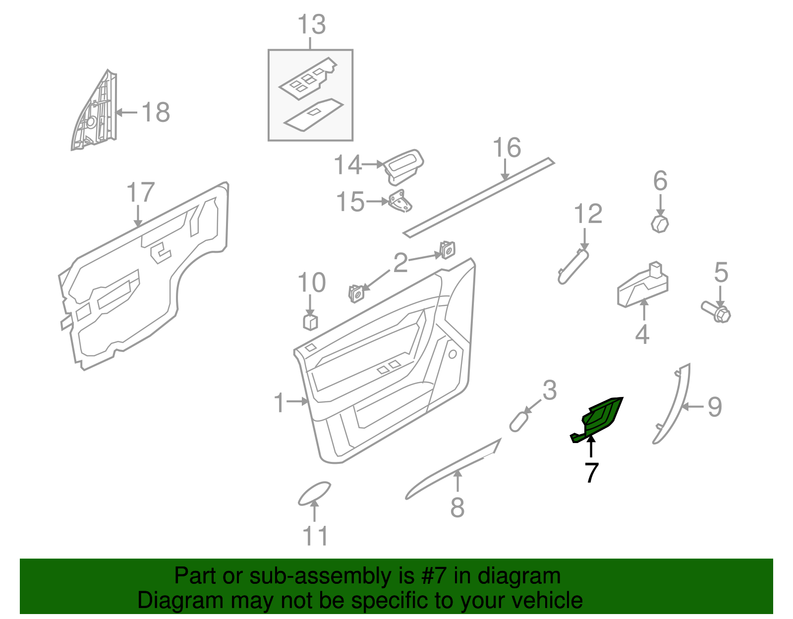 Anthracite Black Front Driver Side Door Pull Handle Escutcheon - GM (96462712)