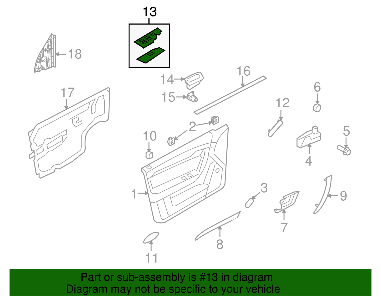 Front Driver Side Door Side Window Switch Bezel - GM (96892527)