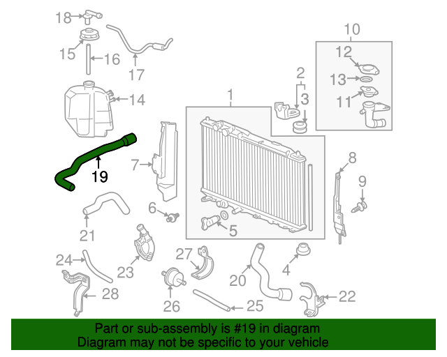 19501-RNA-A01 - Hose, Water (Upper) - 2006-2011 Honda Civic | All ...