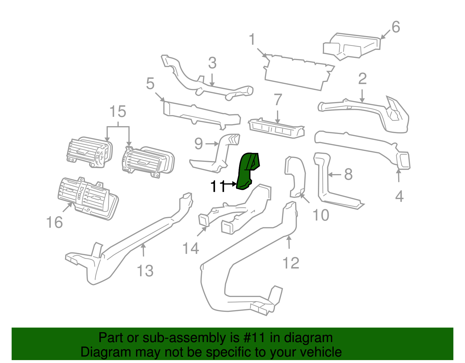 Driver Side Floor Air Outlet Duct - GM (92263769)