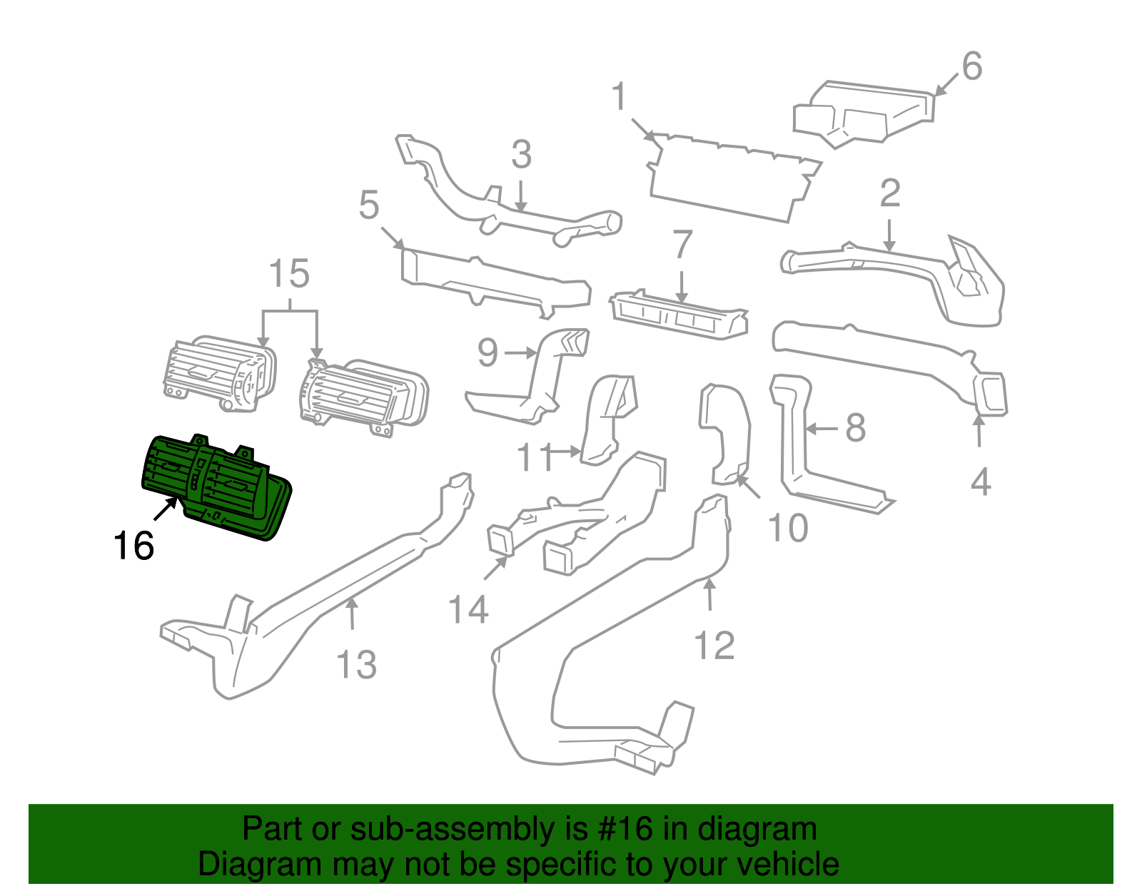 Outlet, F/Floor Console Rear Air - GM (92215166)