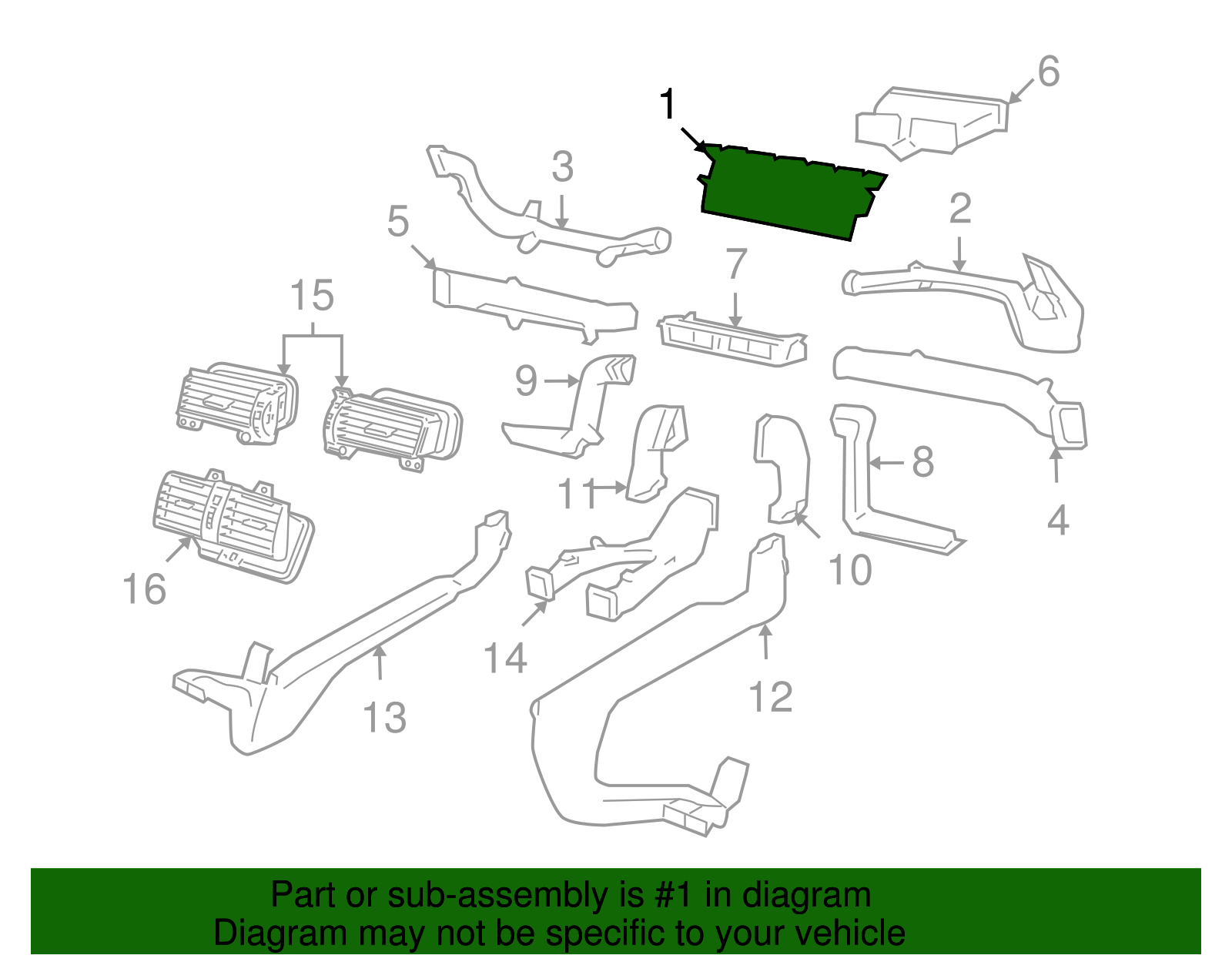 Windshield Defroster Outlet Duct - GM (92256814)