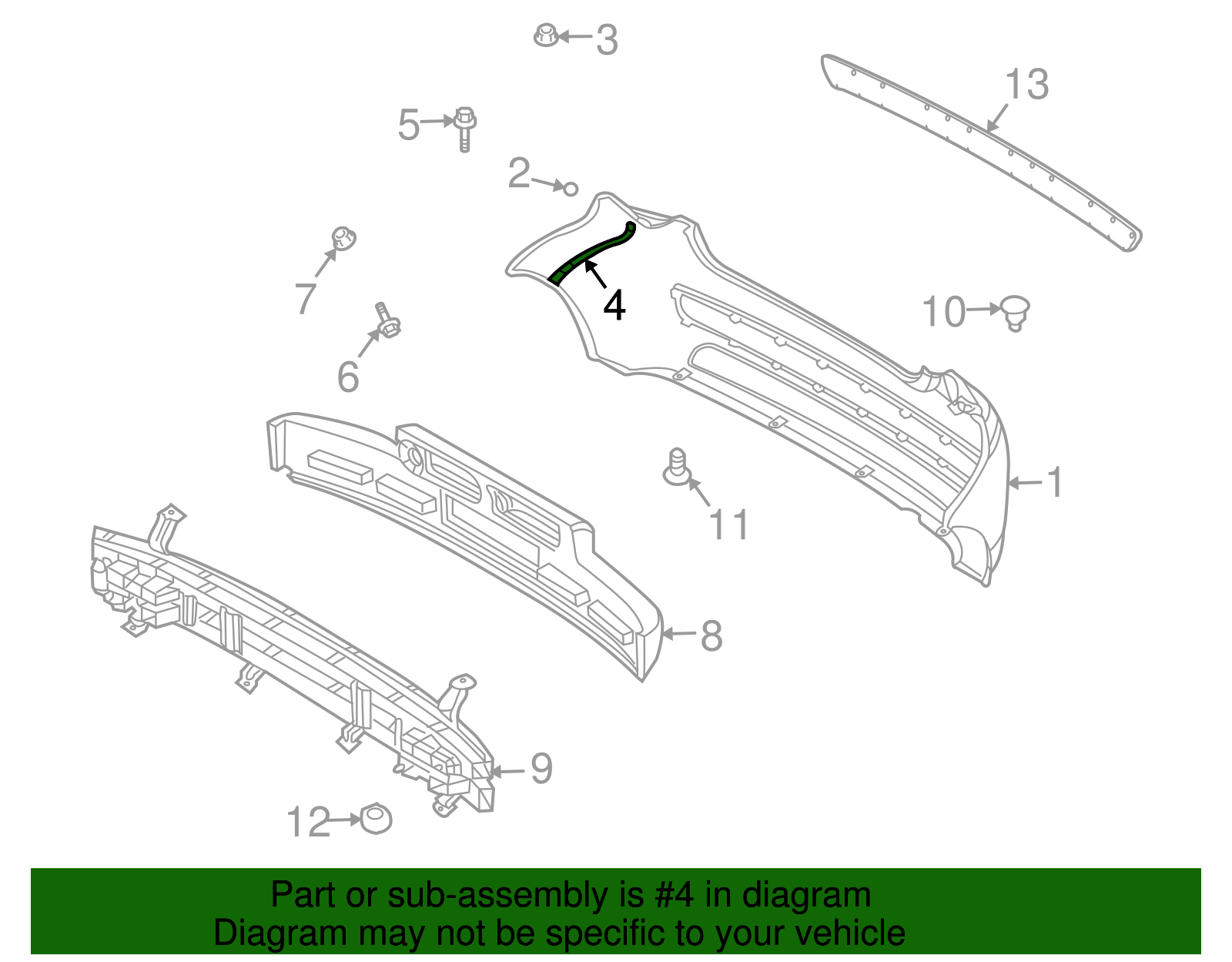 Driver Side Rear Bumper Fascia Reinforcement - GM (96543019)