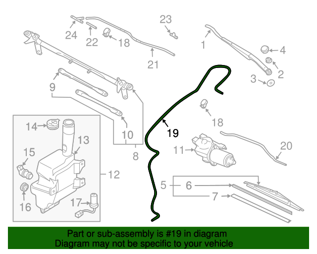 20032008 Mazda 6 Washer Hose GK2A67501B QuirkParts