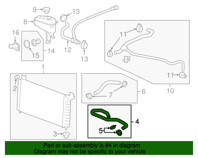 20112014 GM Radiator Inlet Hose 22762638 GM