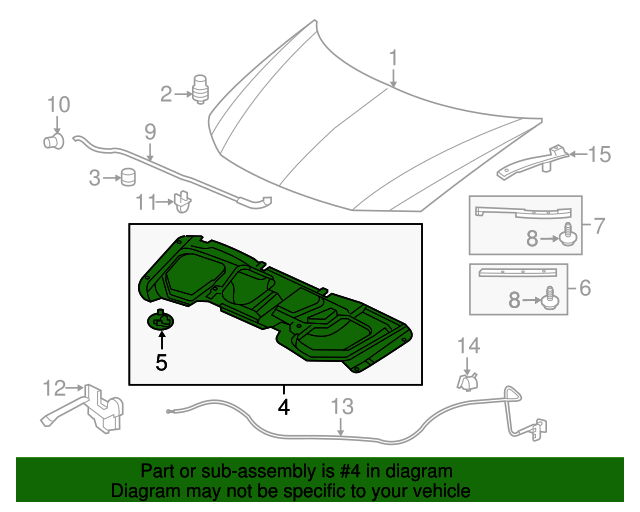74141TS8A50 Insulator Hood 2014 2015 Honda Civic Honda Car
