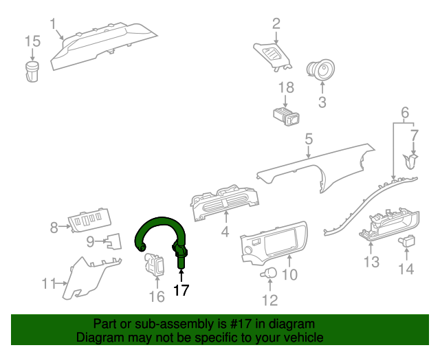 20122019 Toyota Prius C Cabin Air Temperature Sensor Aspirator Tube