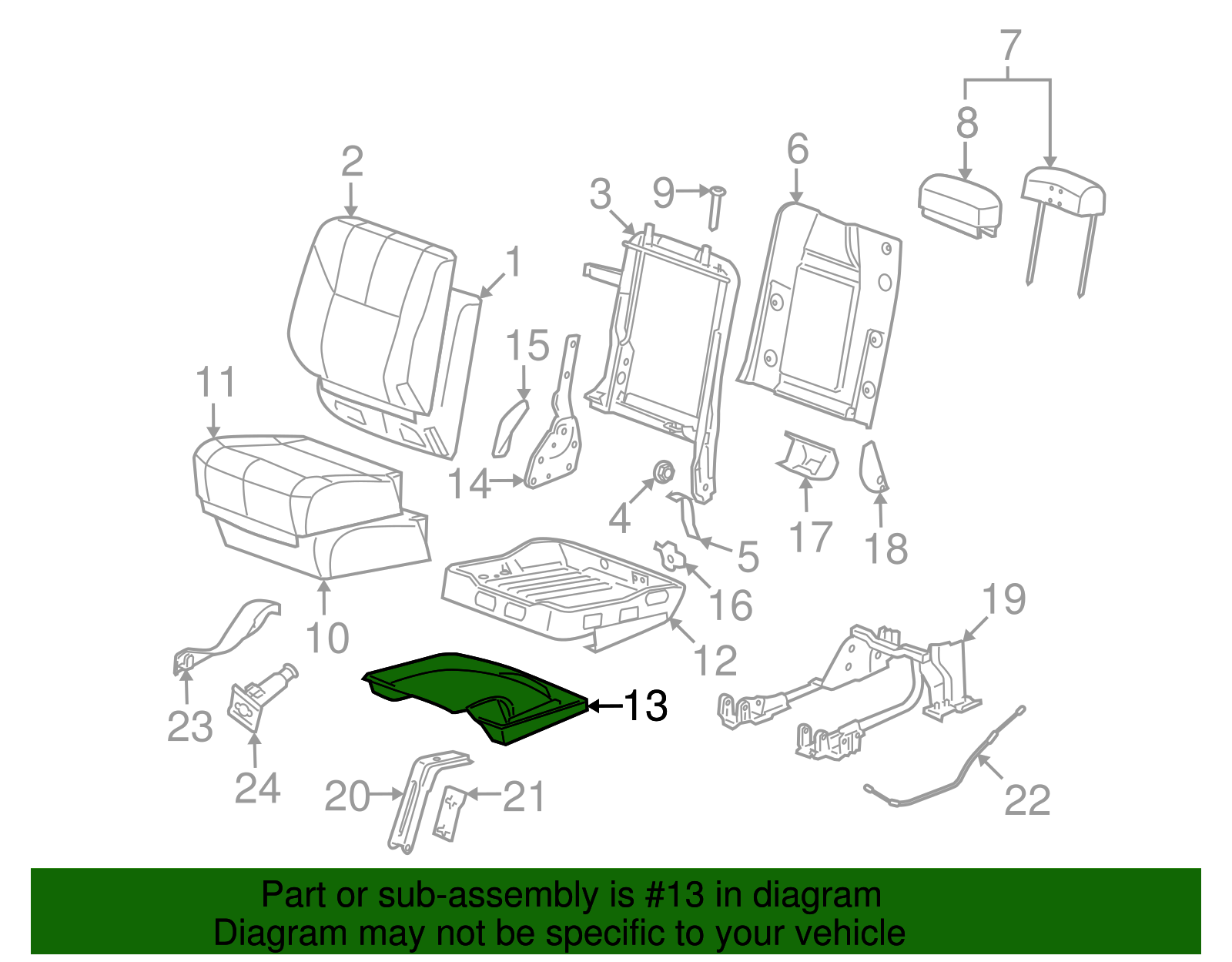 Passenger Side Rear Seat Cushion Trim Panel - GM (88938523)
