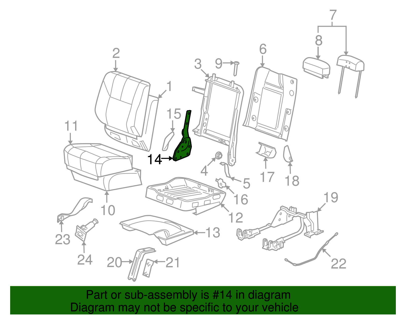 Passenger Side Rear Seat Back Latch - GM (88941261)