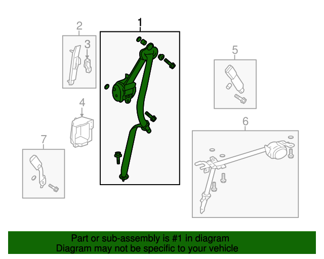 04864SZAA02ZB Outer Set, Center Seat Belt *NH598L* (Atlas Gray