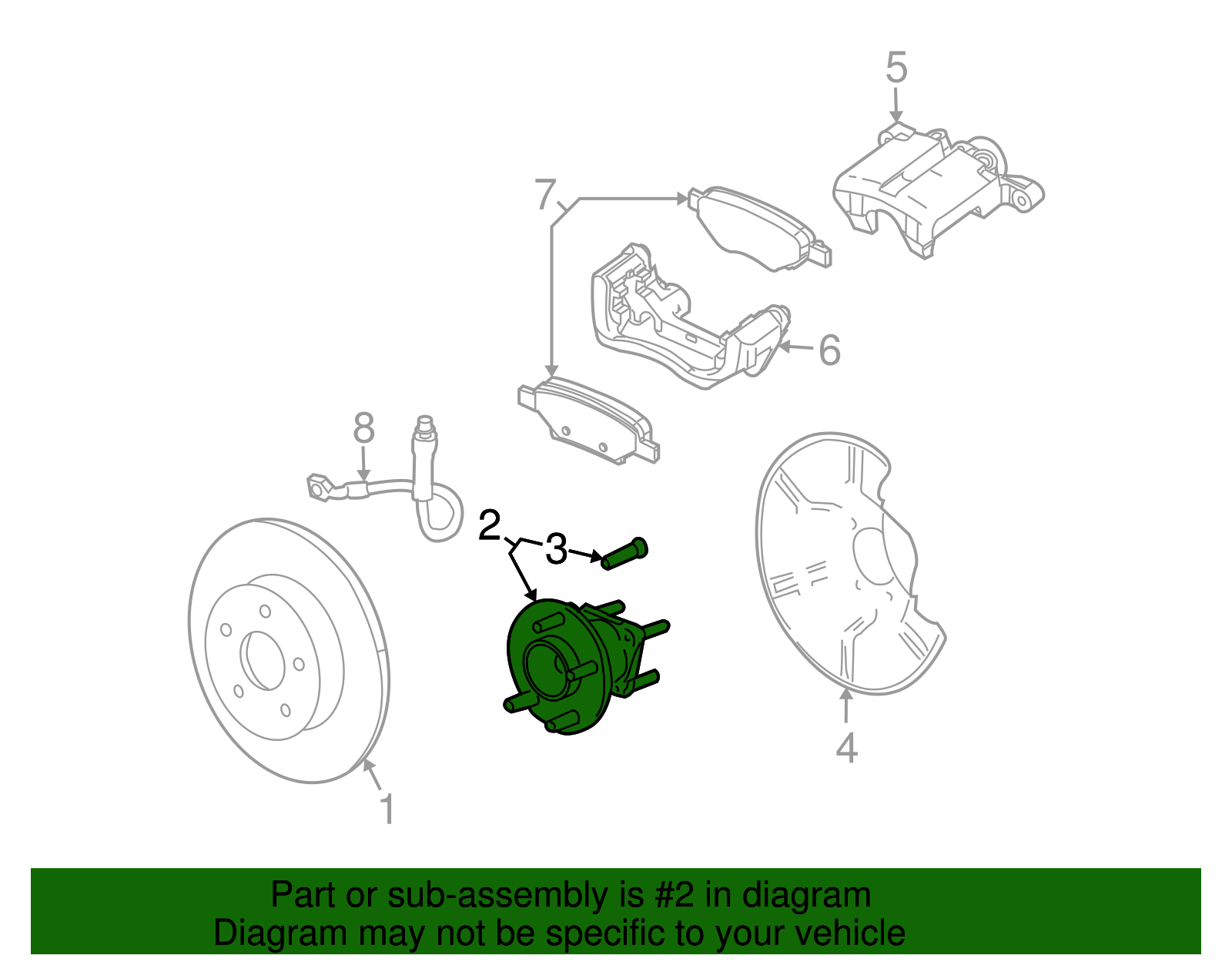 Rear Wheel Hub and Bearing Assembly with Wheel Speed Sensor and Wheel Studs - GM (10368309)