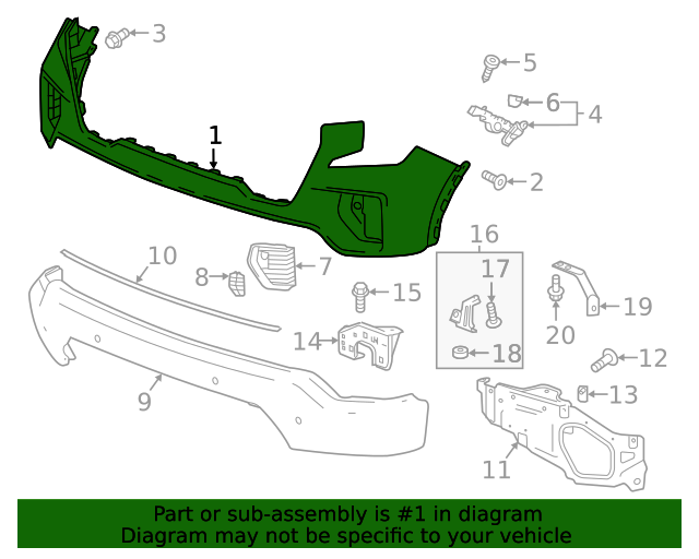 2019-2022 GMC Front Bumper Upper Fascia 84542588 | GM Parts Center
