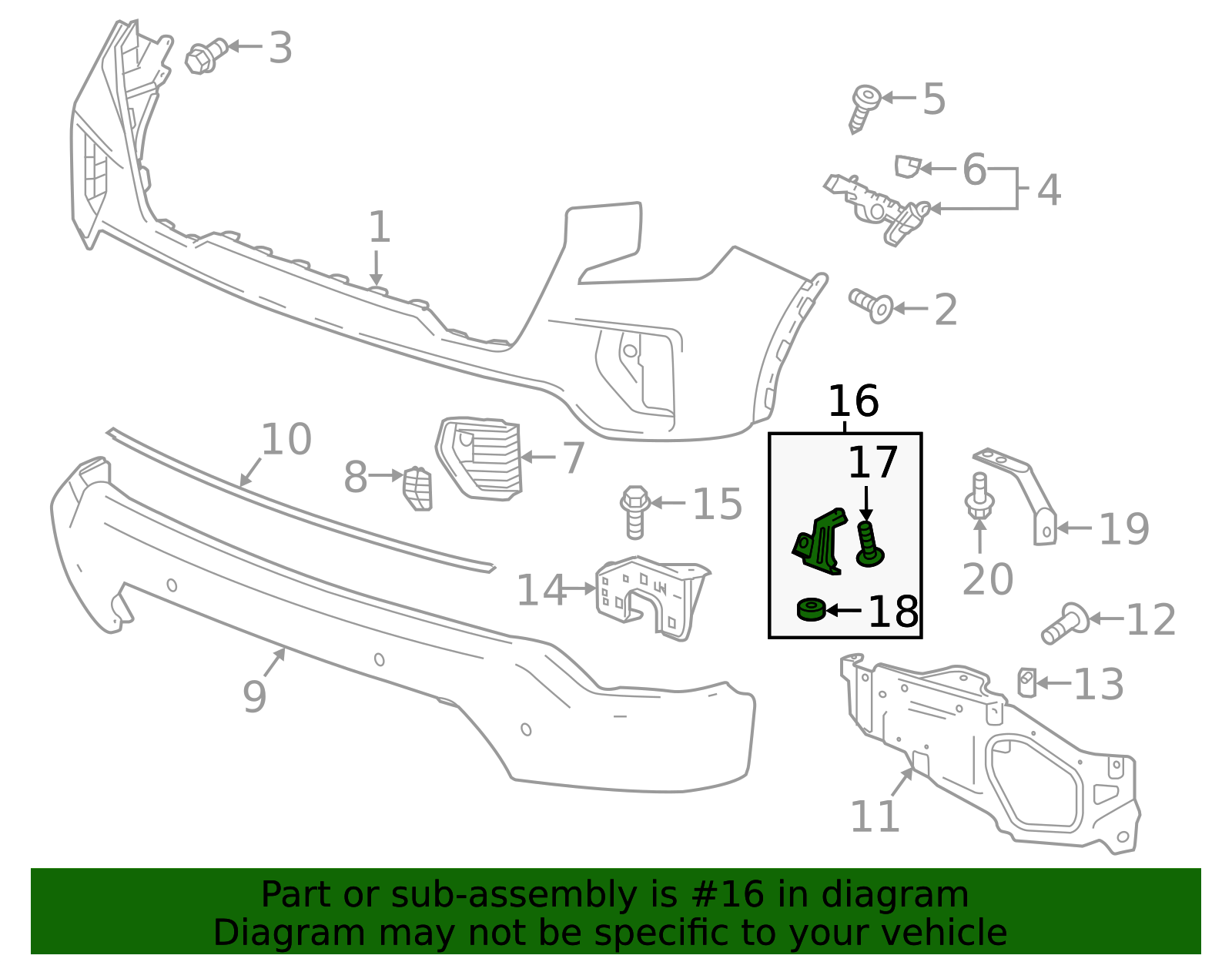 Front Driver Side Bumper Fascia Center Support - GM (84447423)