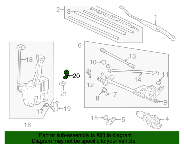 76810S84C02 Nozzle Assembly, Windshield Washer (Black) 19982002