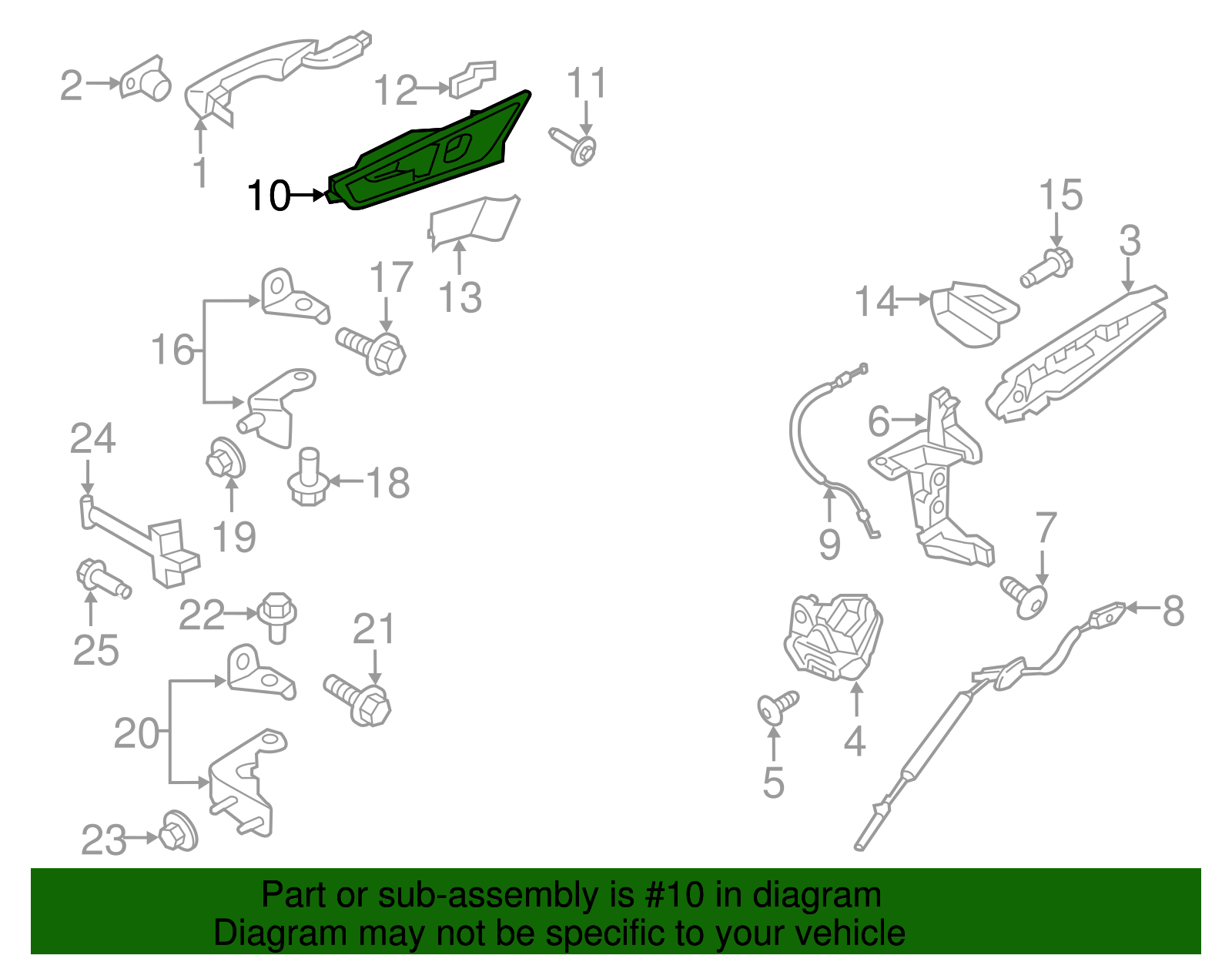 Handle, Inside - Ford (HA1Z-5822600-CA)