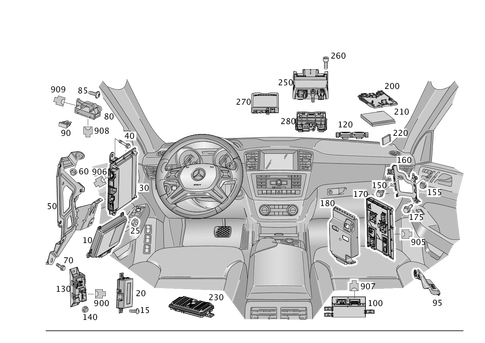 Control Units, Fuse Boxes and Relays in Interior for 2014 Mercedes-Benz