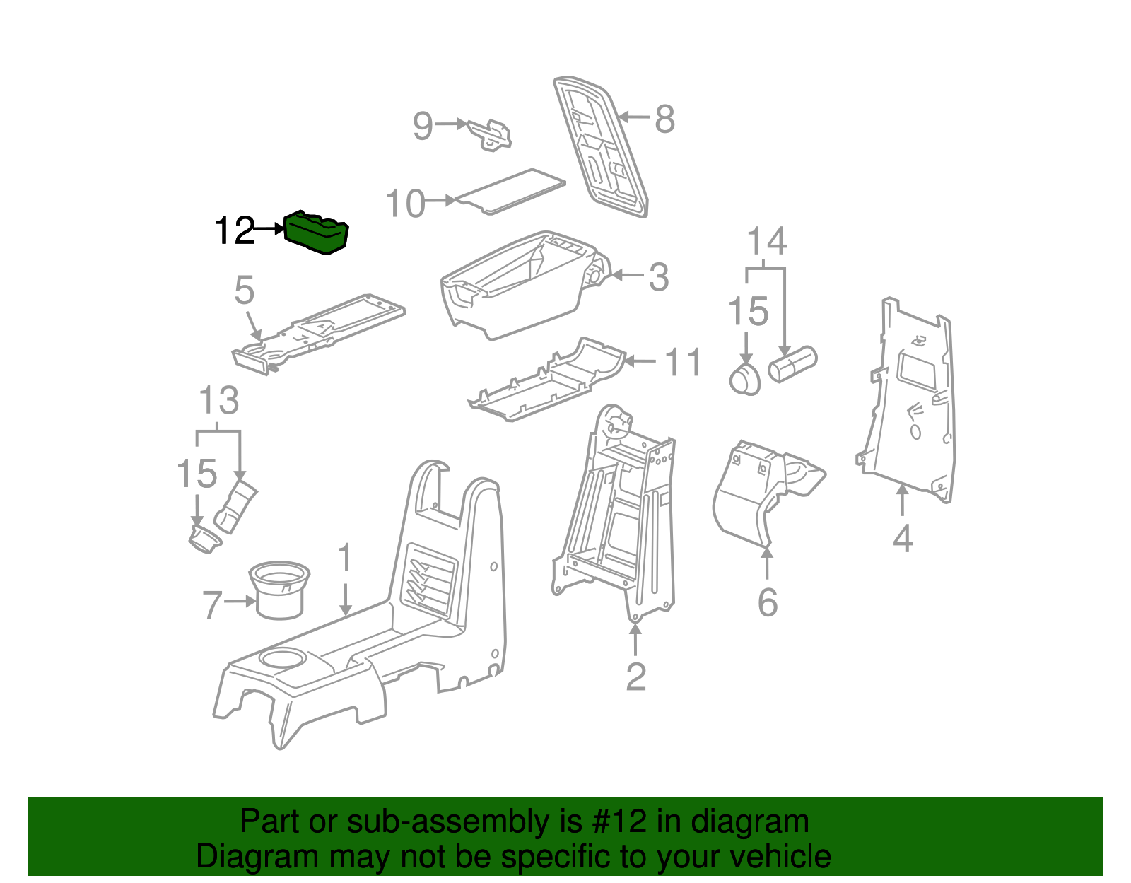 Front Floor Console Coin Holder - GM (10436137)