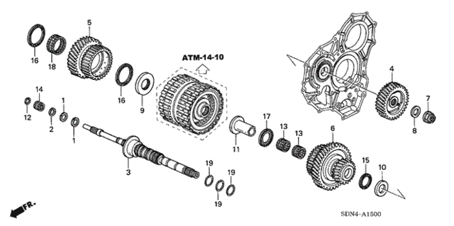 thumbnail image 2 of Honda Genuine Main Shaft COMP (23210-PNS-020) – Compatible With Accord, Civic, Integra 2 of 5