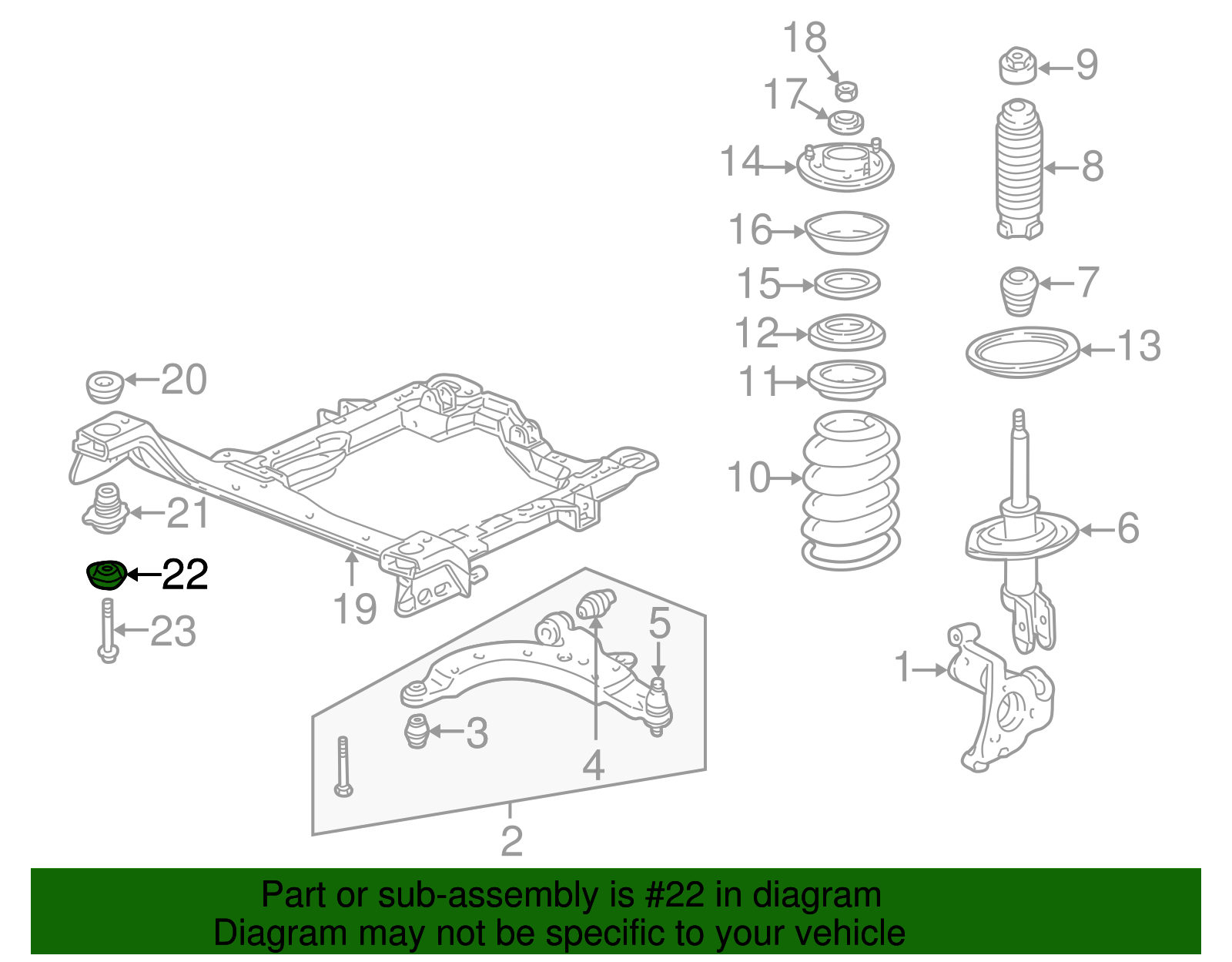 Drivetrain and Front Suspension Frame Upper Insulator - GM (10203412)