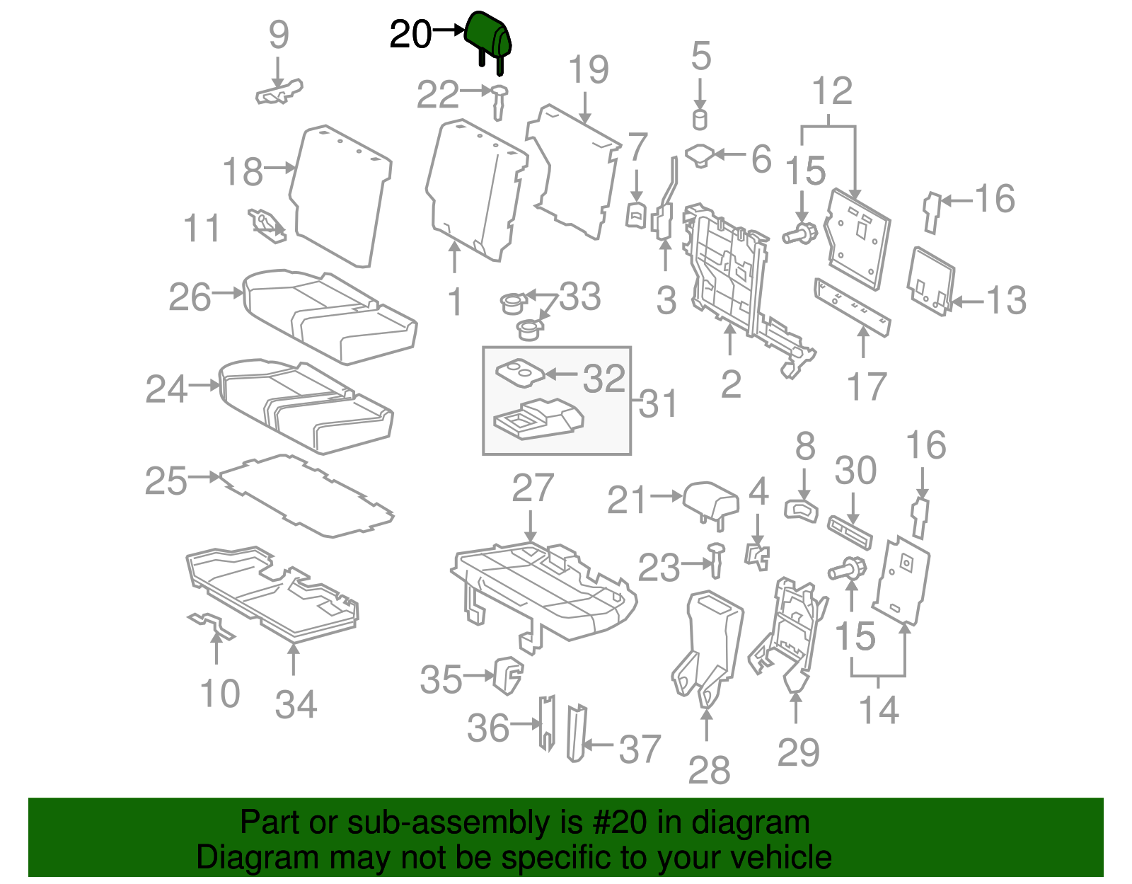 2011-2013 Toyota 4Runner Headrest, Outer 71940-35570-B1 | Toyota Parts ...