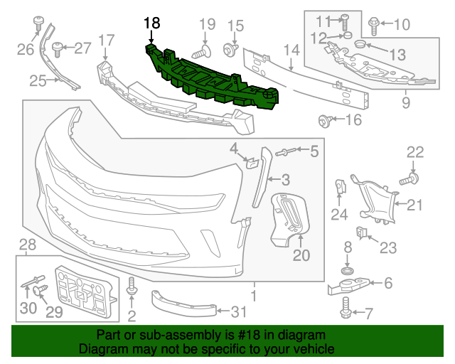 20162021 Chevrolet Camaro Front Bumper Fascia Energy Absorber 84726053 GM Parts Online