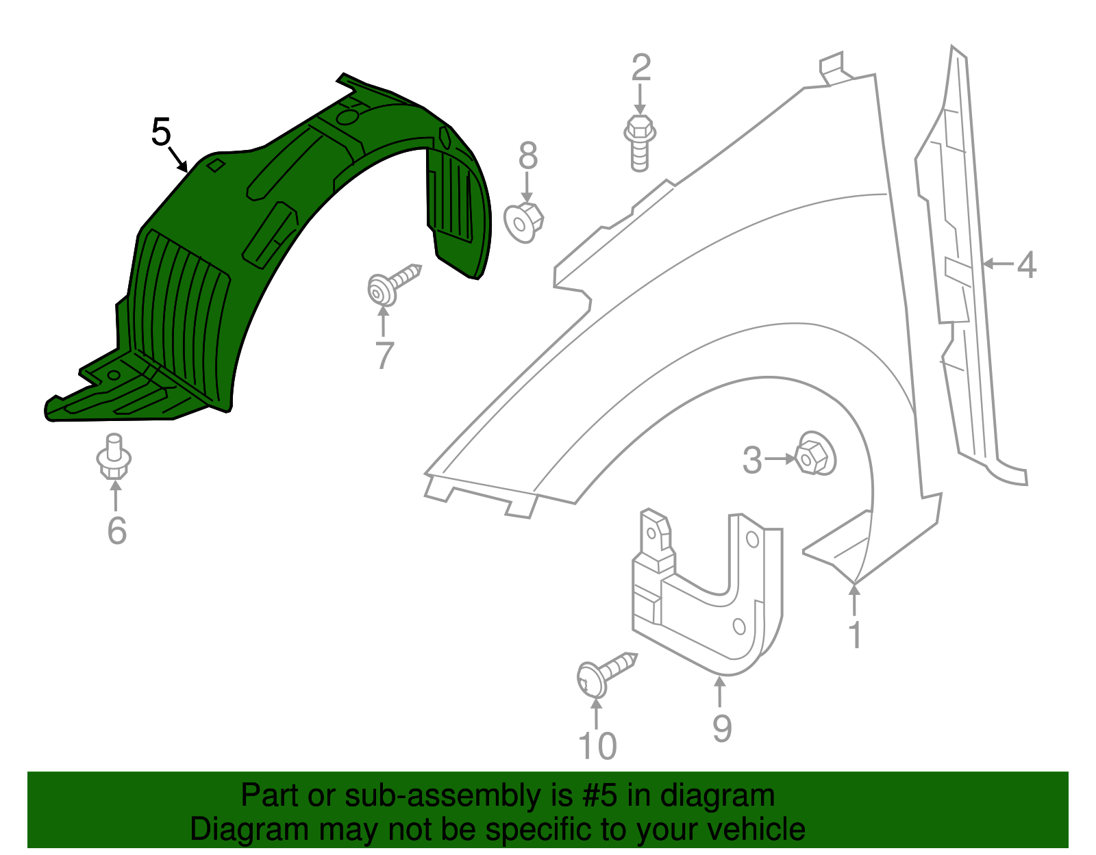 2013-2015 Hyundai Elantra GT Fender Splash Shield 86811-A5000 ...