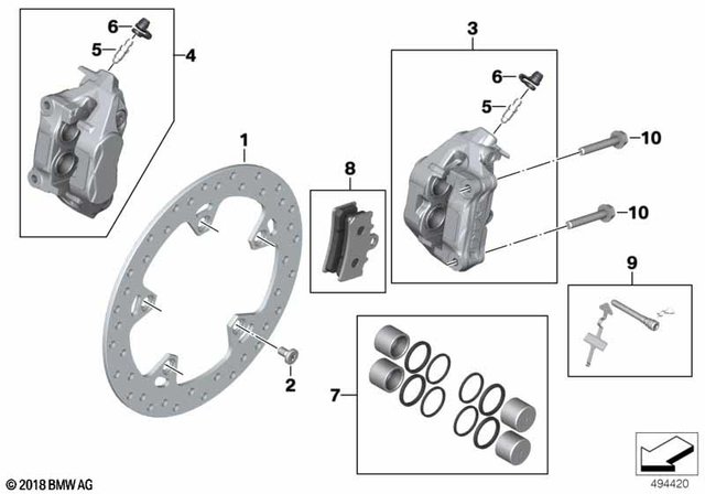 34111542546 - Caliper With Out Brake Pads Right 2018-2021 BMW 