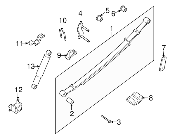 Rear Nissan//INFINITI 55054-EB000 Leaf Spring Plate