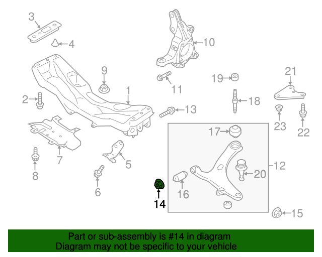 902350030 Lower Control Arm Nut 20132021 Subaru World OEM Parts