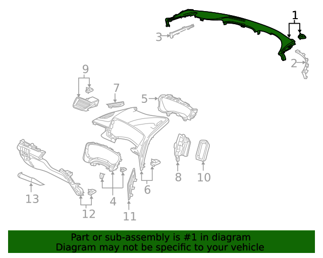 20192021 Acura RDX Garnish Assembly (Upper) *NH900L* (Deep Black