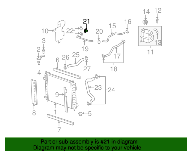 20082012 GM Engine Coolant Air Bleed Hose 12595603