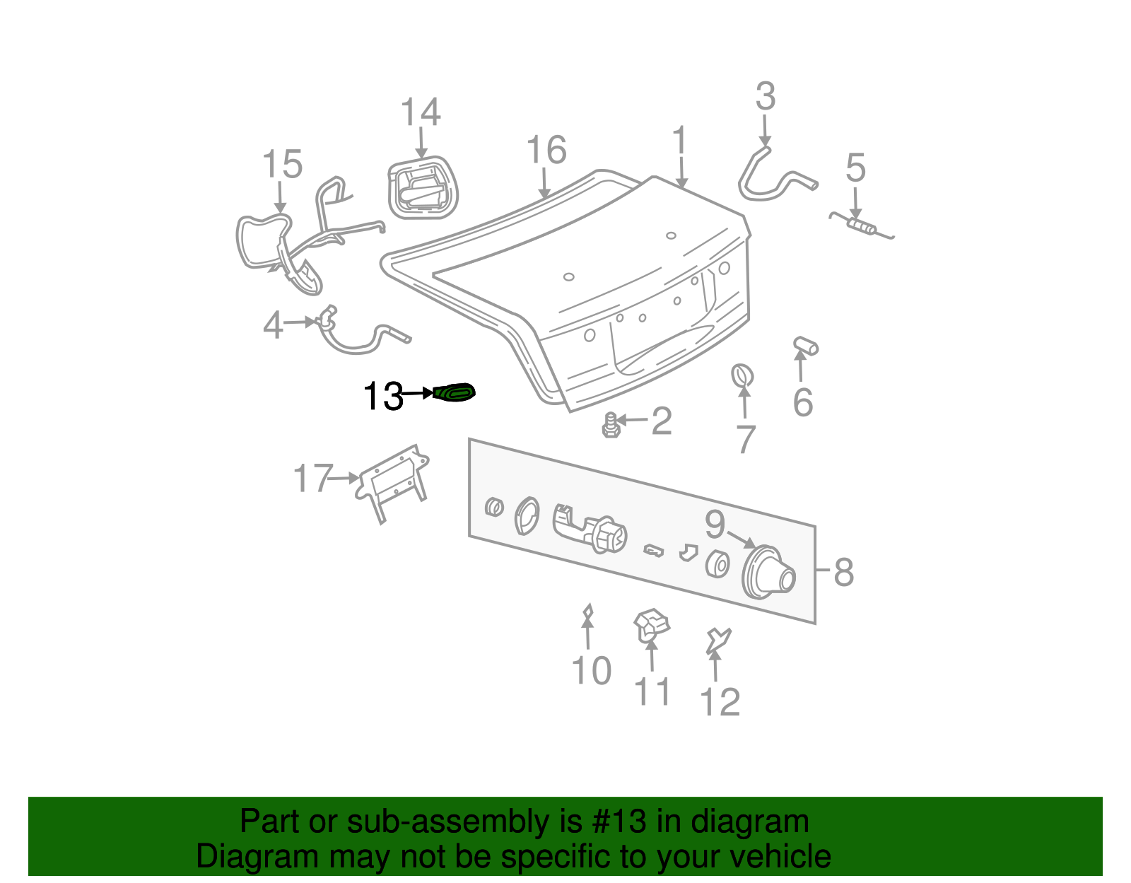 Switch Assembly, R/Cmpt Lid Rel *Ebony - GM (90584802)