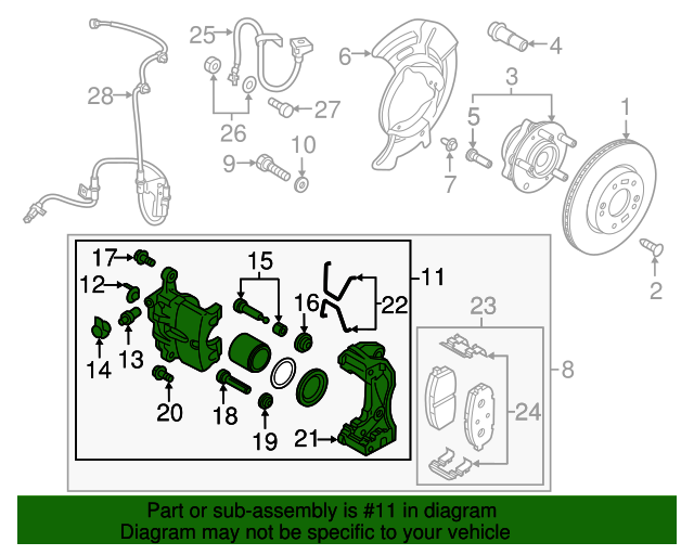 20182020 Hyundai Elantra GT Disc Brake Caliper 58132B2300 OEM Parts