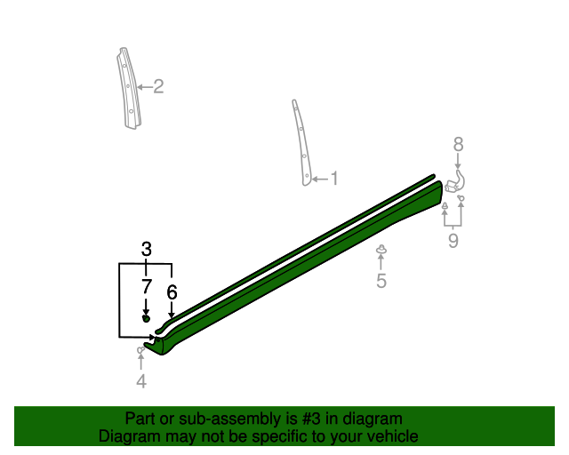 20022005 Subaru Impreza Rocker Molding, Drivers Side / no paint