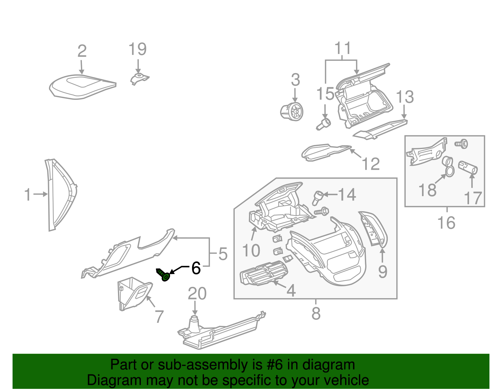 Instrument Panel Knee Bolster Compartment Door Bumper - GM (95055221)