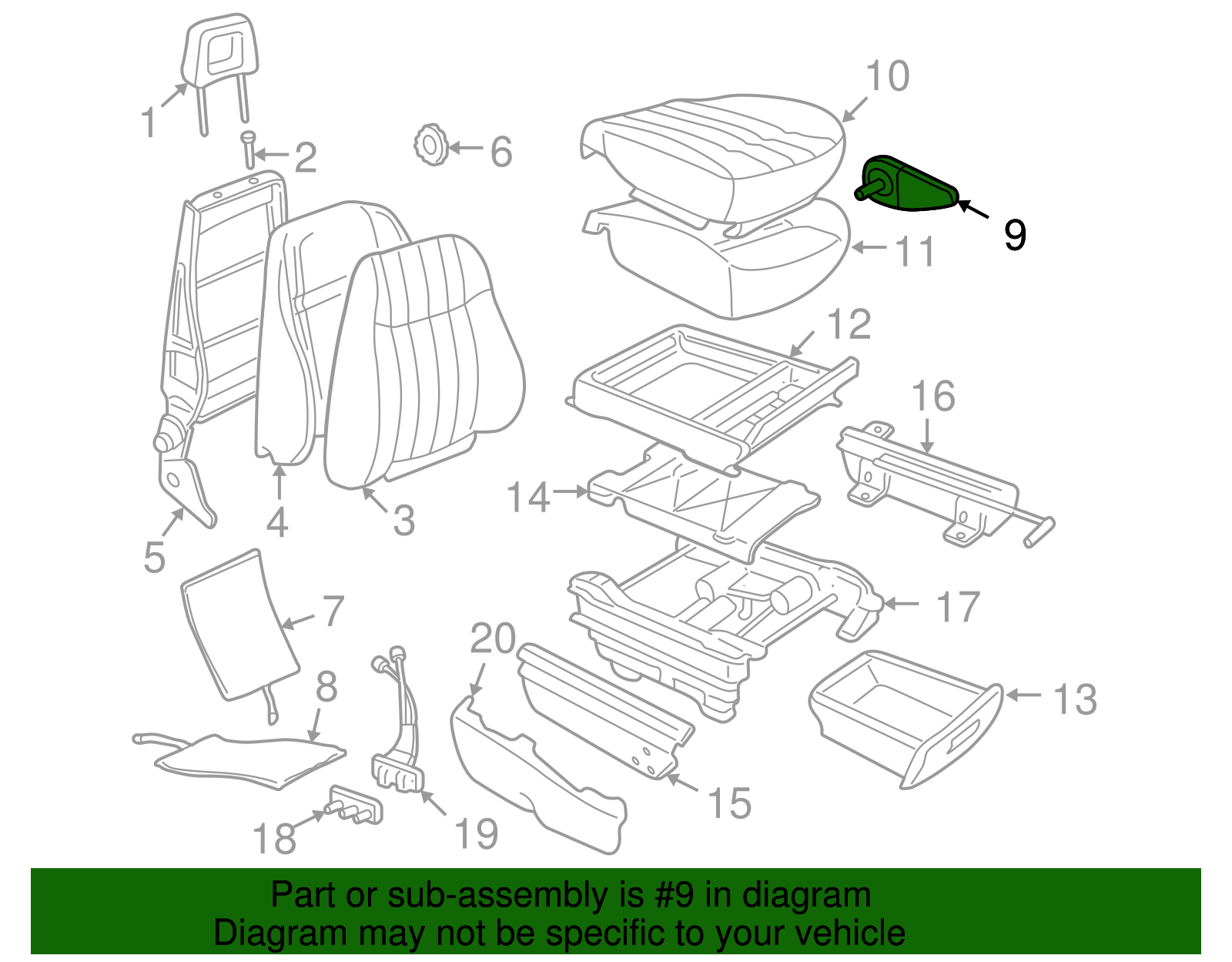 Armrest Assembly, R/Seat                      *Gray - GM (88896614)