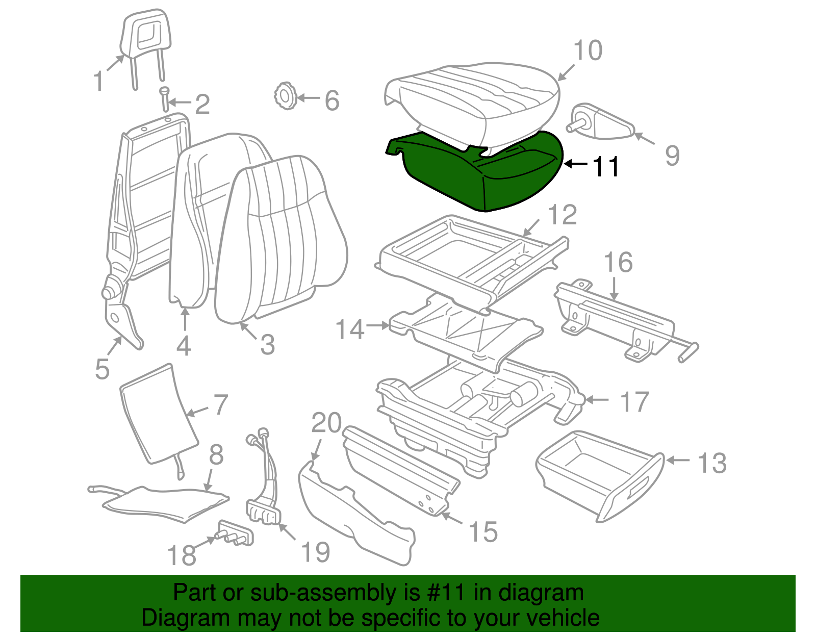 Pad Assembly, D/Seat Cushion - GM (88897352)